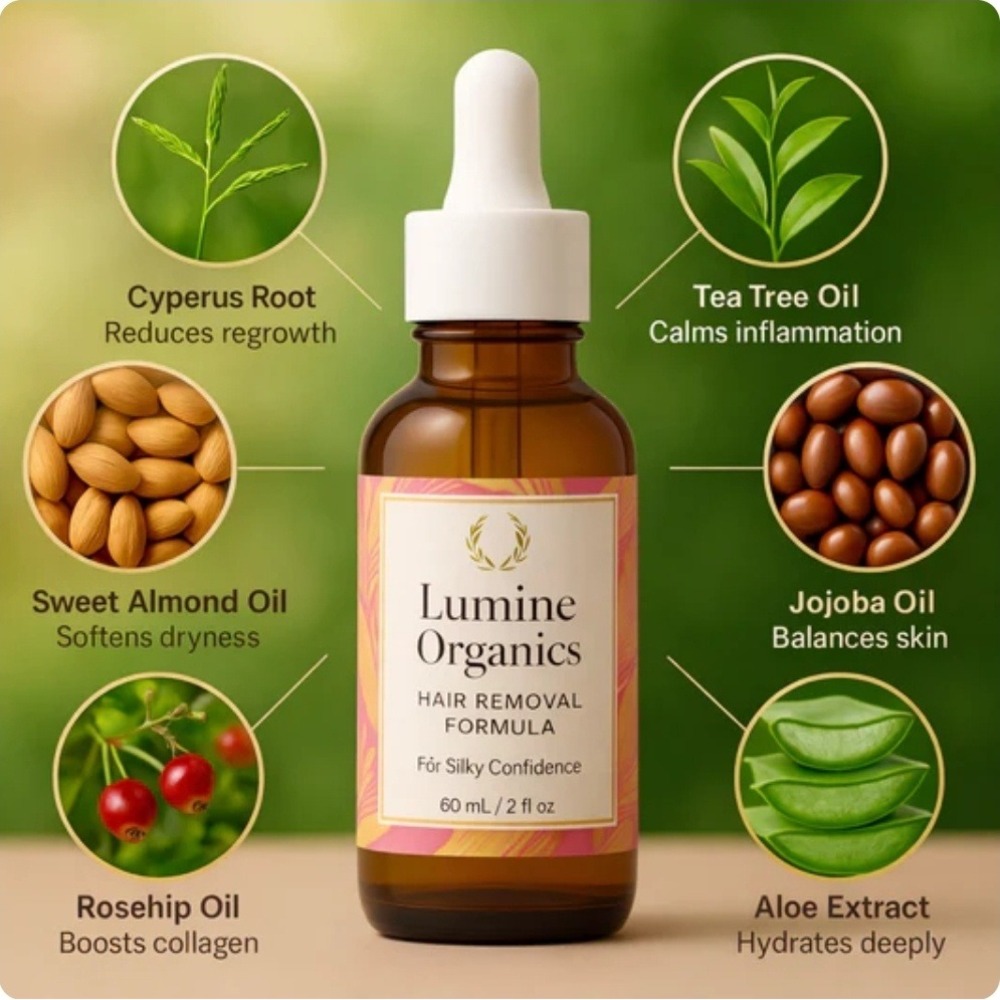 LUMINE Organics Cyperus Rotundus Oil for Hair Reduction and Hair removal